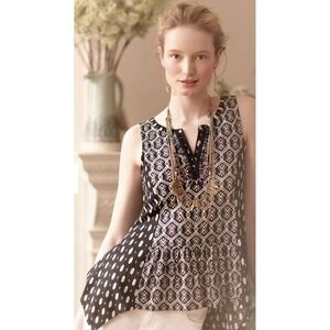 Akemi + Kin Anthropologie Women's Black Galapa Split Tank Ikat Peplum Size XS